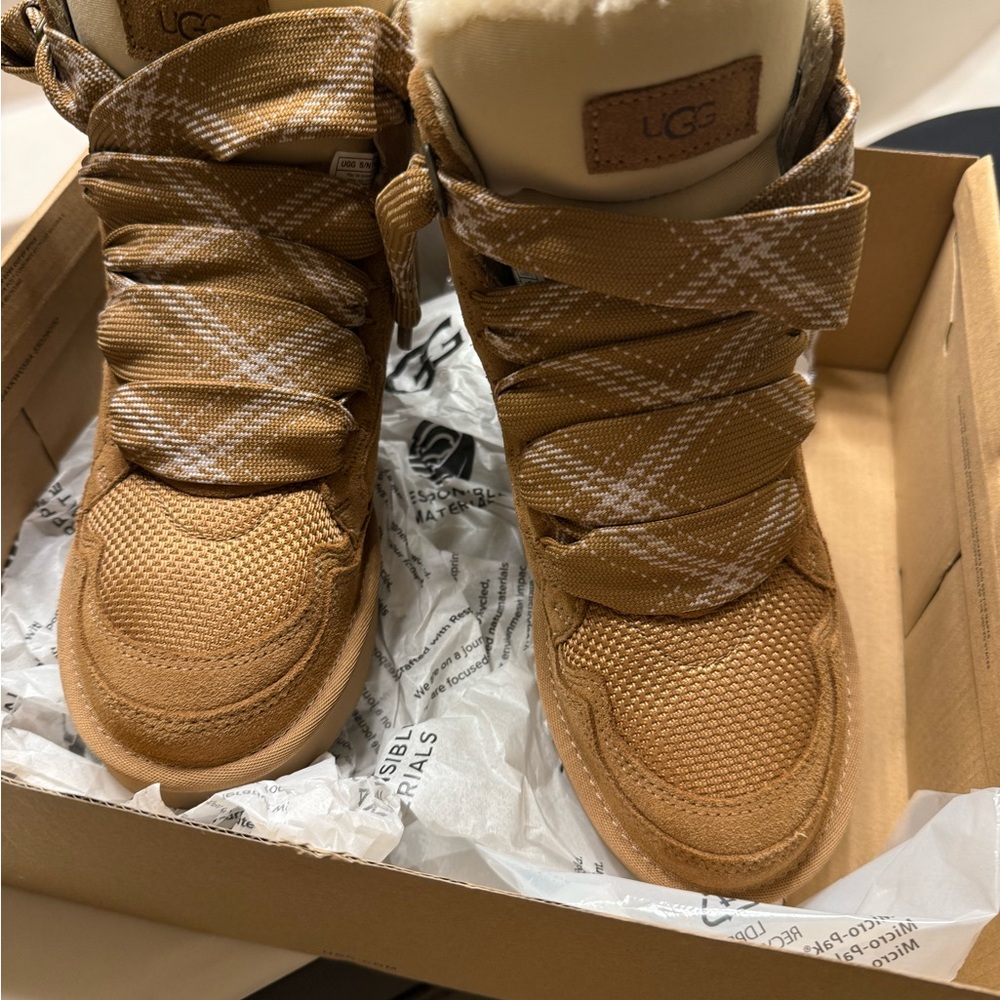 UGG Tan Plaid High-Top Sneakers